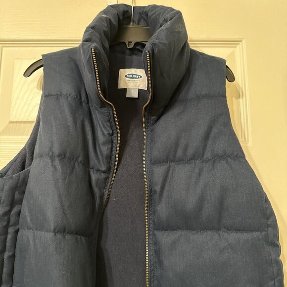 Navy blue puffer vest with zipper - Picture 2 of 3